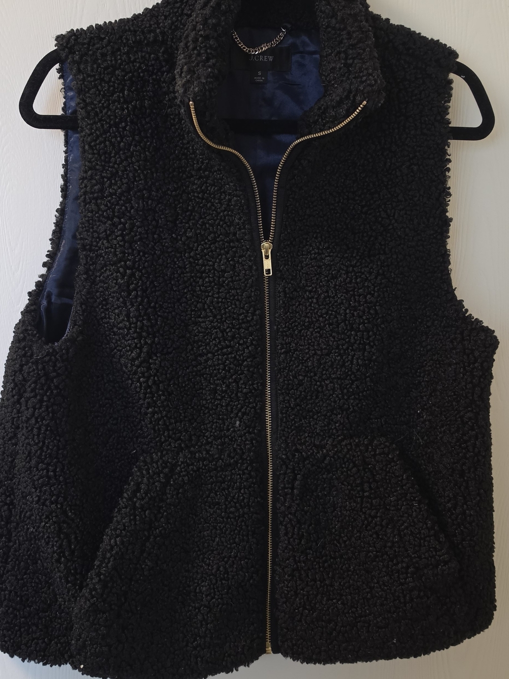 J.Crew Black Sherpa Zip Vest